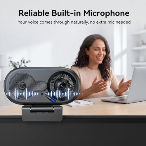 Image of EMEET C100 1080P Webcam for PC, Built-in Mic, Rotating Privacy Cover, Portable Metal Clip, Computer Camera for Home Office, Meetings, Learning, Streaming, External Webcam for Desktop, Laptop, PC USB-A