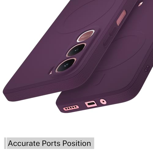 Image of Amazon Basics Back Cover for Vivo Y31 5G Soft Matte Silicone with Camera Protection | Mag-Safe Logo (Not Mag-Safe Compatible) | Shockproof Slim Fit Bumper Case (Purple)