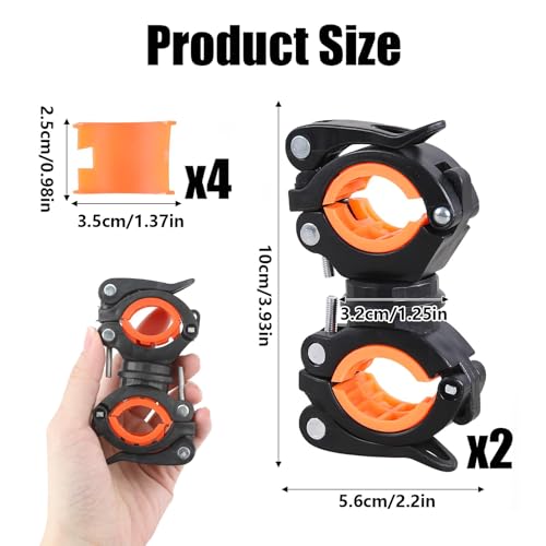 Wheelchair Walking Stick Rack Universal Walking Stick Holder - 360 Rotatable Adjustable Cane Holder Clip set for Electric Mobility Scooters Elderly Walkers Crutch Holder Accessory (white, orange) - Image 2