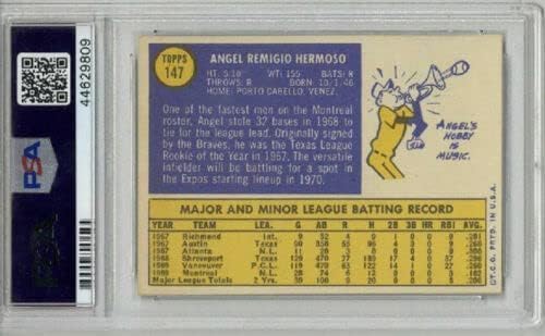 1970 TOPPS #147 ANGEL HERMOSO BASEBALL CARD PSA 7 CENTERED NM NEAR MINT