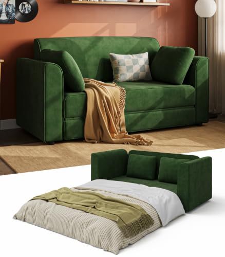 Sleeper Sofa Bed 65' Loveseat Sofa Convertible Couch Bed Green