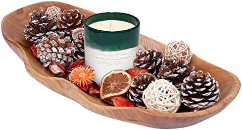 tiamdear Wooden Dough Bowl, Long Decorative Bowls For Home Decor, Home Decorative Centerpiece, 16” Long Wooden Decorative Bowl, Great As Fruit Bowl, Driftwood Bowl, Farmhouse Decor