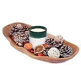 tiamdear Wooden Dough Bowl, Long Decorative Bowls For Home Decor, Home Decorative Centerpiece, 16” L