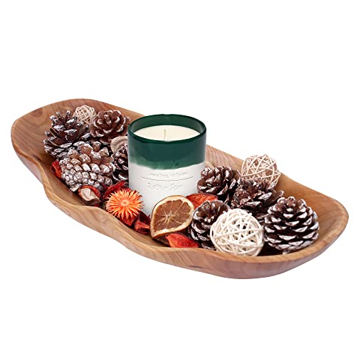 Tiamdear Wooden Dough Bowl, Long Decorative Bowls For Home Decor, Home Decorative Centerpiece, 16” Long Wooden Decorative Bowl, Great As Fruit Bowl, Driftwood Bowl, Farmhouse Decor #TOP18