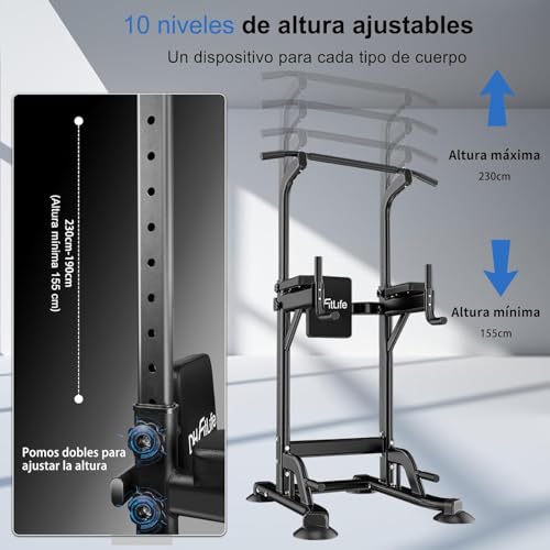 Miniatura 2 de Dh Fitlife Power Tower Dip Station Dispositivos Deportivos Con Barra De Dominadas, Barras Dip Y Entrenamiento De Espalda Estación De Fuerza Estación De Entrenamiento Power Rack