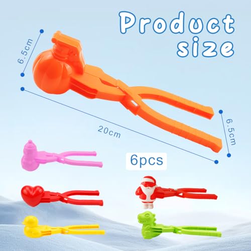 6 Stück Schneeball Former, Schneeballzange, Snowball Maker, Snowball Clip, Schneespielzeug Kinder, Spielzeug Sandball Maker, für Kinder im Freien Spielen