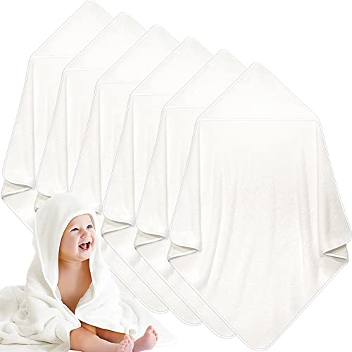 Chumia 6 Pack Baby Bath Towel, Soft Coral Fleece Absorbent Newborn Hooded Towel For Kids, 30 X 30 Inch Hooded Baby Toddler Bath Blanket Towel For Babies Toddler Infant Shower Gift Supplies (White) #TOP10