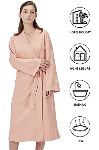 Oxy Wing Robes For Women Waffle-Knit Bathrobe With Pockets Lightweight Spa Sleepwear Soft Knee Nightgown #TOP6
