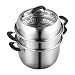 Produktbild VEVOR 28cm Dampfgarer Topf Edelstahl mit Glasdeckel, 3 Etagen Dampfkocher Dampftopf Induktion Gardampftopf Dampfkochtopf Kochtopf Ideal für Gemüse, Fisch, Suppe, Knödel (inkl. 2 Dampfgarer-Einsätze)