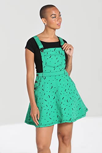 Hell Bunny Bat Moon And Stars Embroidery Gothic Pinafore Dress (As1, Alpha, L, Regular, Regular, Green, Large) #TOP2