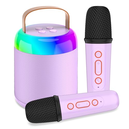 Karaoke Machine for Kids with 2 Microphones, Portable Kids Karaoke Machines for Girls with LED Party Lights,Girls Toys Birthday Gifts for Kids Age 14-18 Christmas Xmas Gifts