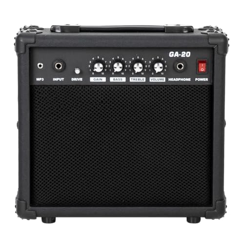 LALAHO Electric Guitar Combo Amp, Portable Volume, Treble, Bass, and Middle Controls Amplifier with Headphone Jack Ideal for Practice and Performances Lightweight Compact, Black