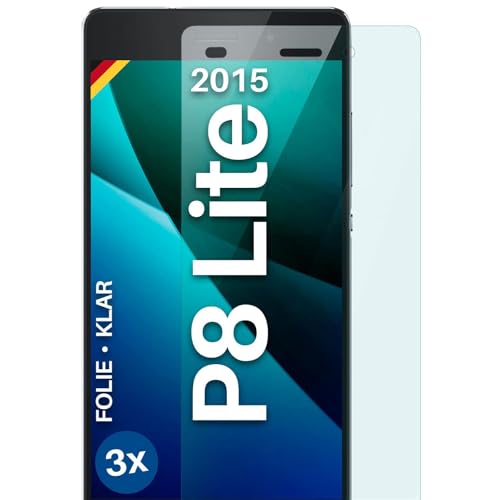 moex für Huawei P8 Lite 2015 Schutzfolie Bildschirmschutz Folie Ultra-klar HD 0,2 mm kompatibel mit jeder Hülle, Anbringen ohne Blasen, Handyfolie Extra Kratzfest, FlexProtect 3 Stück
