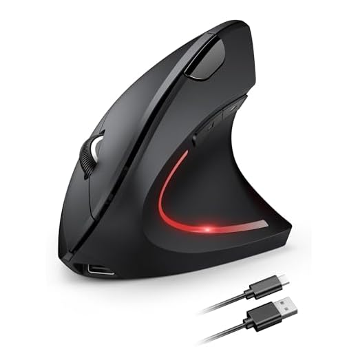 TECKNET Mouse Verticale Wireless Ricaricabile, 4800 DPI Mouse Ergonomico Silenzioso Senza Fili, 6 Pulsanti, 2.4GHz con Ricevitore USB per PC, Computer, Laptop, Mac, Nero
