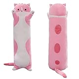 EASY SPEED Almohada Gigante de Gato 90CM, Cojín Largo Animal, Peluche para Dormir y Abrazar,Regalo Niños, Niñas, Novias,Rosa