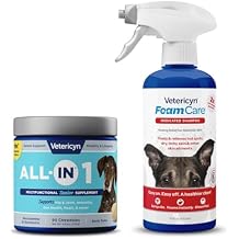 Vetericyn All-in 1 Multifunctional Senior Dog Supplement with Glucosamine and FoamCare Spray-On Medicated Dog Shampoo
