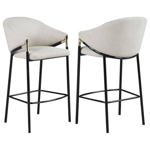 Coaster Fine Furniture Chadwick Farlow Set de 2 Butacos de Barra Altos con Tapizado Beige y Estructura Metálica Negra miniatura 1