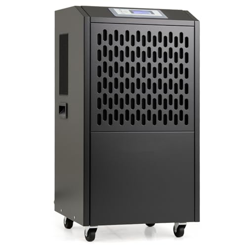 SOARS Deshumidificateur d Air 118L/Jour, Déshumidificateur Electrique Professionel avec Tuyau d'Évacuation & Roues, Minuterie 24H, Filtre Amovible Lavable, pour Cave, Entrepôt, Sous-Sol (Noir)