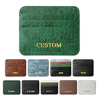 Personalized Gold Silver Initial Letters Credit Card Holder Wallet for Women, Custom PU Leather Ultra Minimalist Wallets for Girlfriend, Customized Thin Slim Card Case Protector for Men