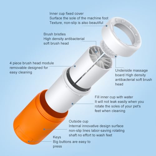 SUWIAKLALL Copo de lavagem de patas de animais de estimação portátil com escova macia, limpo e duráv