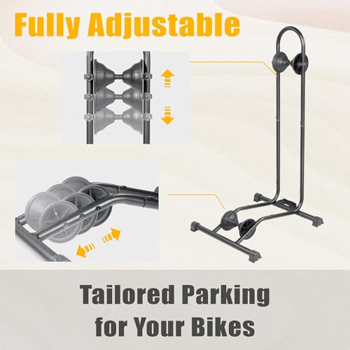 BikeHand Bike Floor Stand Parking Rack Stand - for 24\"-29\" Mountain MTB & Road Bikes Bicycles Indoor Outdoor Garage Storage - Fat Bike New Version for 1 Bike - Thumbnail 6