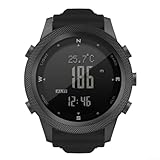 Orologio digitale da uomo con bussola, contapassi e termometro, orologio da polso in metallo, per attività all'aperto, escursionismo, sport, retroilluminazione, impermeabile, per fitness e avventura
