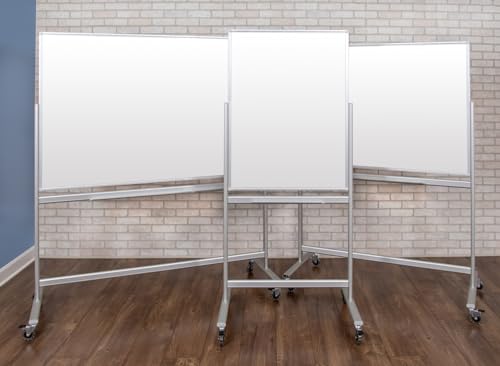 LUXOR MMGB6040 60"W x 40"H Double-Sided Mobile Magnetic Glass Marker Board by Luxor - Used condition - Image 4