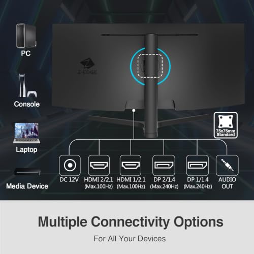 Z-Edge 34 inch WQHD 1440P Curved Gaming Monitor, 240Hz Computer Screen by Z Z-EDGE - Used condition - Image 8