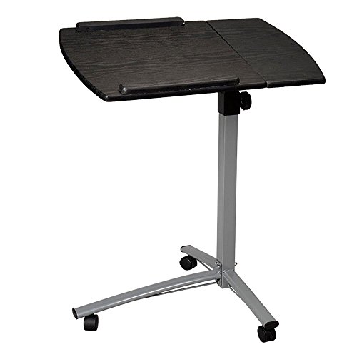 Volowoo Tilt Top Overbed Table, Multifunctional Lifting Computer Desk,Medical Adjustable Tilt Overbed Bedside Table With Wheels For Hospital And Home Use (Black) #TOP11