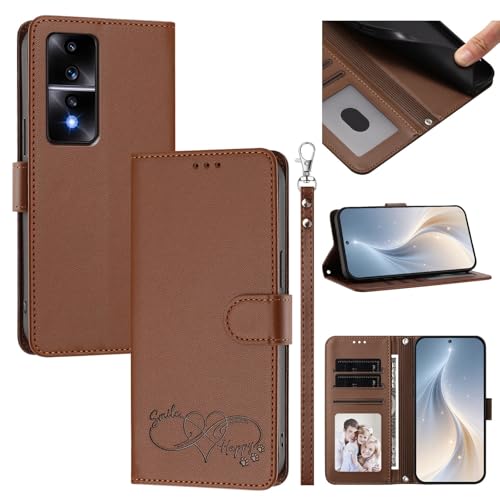 �X�}�z�P�[�X �Ή��@�� for Honor 80 GT 5G �X�}�z�P�[�X�y�J�[�h�E�������[�X���b�g�t�� �E�H���b�g�f�U�C�� �t���b�v�X�^���h �����h�~�@�\�zBrown
