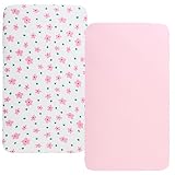 100% Jersey Knit Cotton Bassinet Sheet Set 2 Pack (33" x 19"), Ultra Soft Stretch Compatible with Mi
