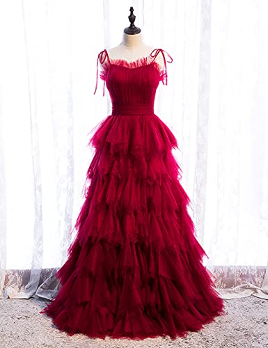 Long Prom Dress Tulle Sleeveless A-Line Formal Evening Dresses Spaghetti Strap Wedding Guest Dresses2