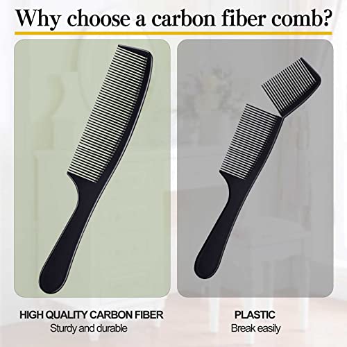 Bealihelp 4 Pieces Combs for Women and Man, Premium Black Carbon Fiber Hair Comb Set for Teasing and Parting, Professional Combs for Hair Stylist, Fine and Wide Tooth Styling Comb for All Hair Types