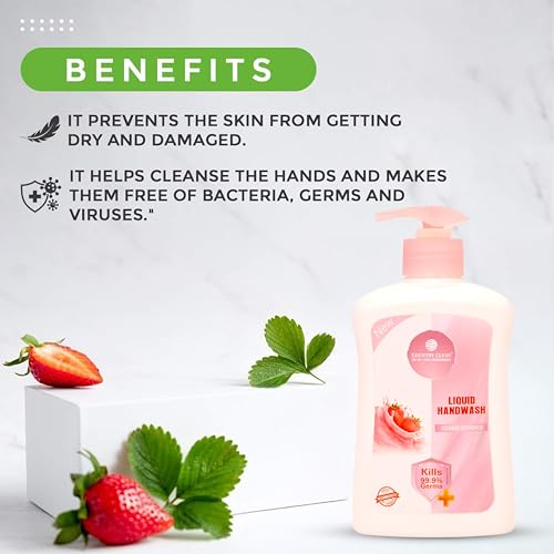 Image of Liquid Handwash - 250ml, Germ Protection and Antibacterial Strawberry Hand Wash, Soft on Hands with Refreshing Fragrance, Suitable for All Skin Types, Ideal for Daily Use