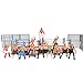 PowerTRC 32 Pieces Wrestling Toys, Wrestler Play Set with 2 Wrestle Rings (Hexagon & Square), 12 Wrestlers, 18 Accessories, Toy Figures Cake Topper Birthday Party Decoration Gift Toy for Kids