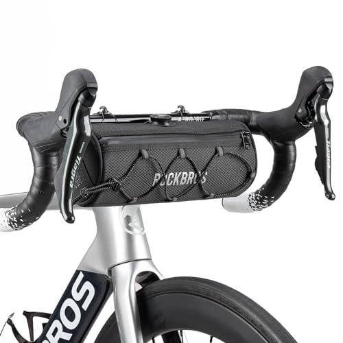 ROCKBROS-ROAD TO SKY 自転車 フロントバッグ ロードバイク ハンドルバーバッグ Fitgoシステム搭載 1.5L大容量 日常防水 反射付き 耐摩耗性 TPU素材 軽量 小物入れ 自転車バッグ ドラム型 五色選択可能