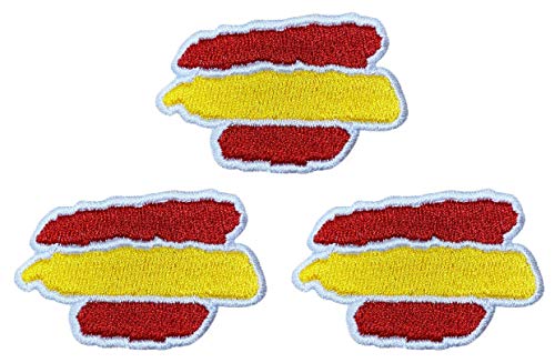 Pack de 3 Banderas de España parches autoadhesivos - termo adhesivos - para coser o planchar - parches para chaquetas, camisetas, mascarillas.