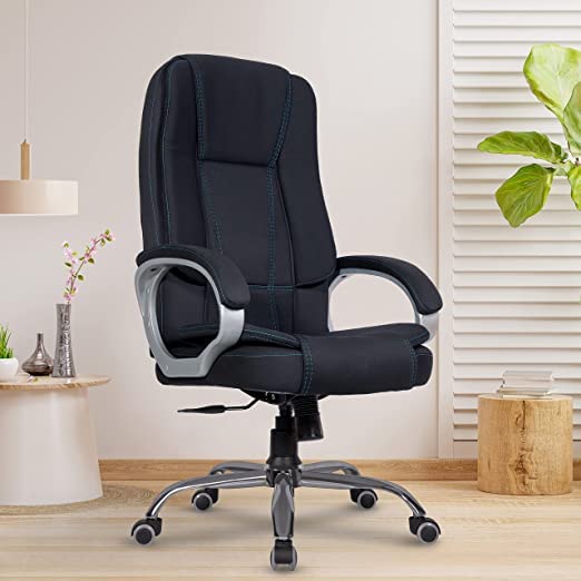 ROAR-WOOD Leather Office boss Chair High Back Black Ergonomic Home Office Executive Chair with Spacious Cushion Seat Heavy Duty Metal Base Ultimate Comfort and Style Revolving 360 Fully Adjustable