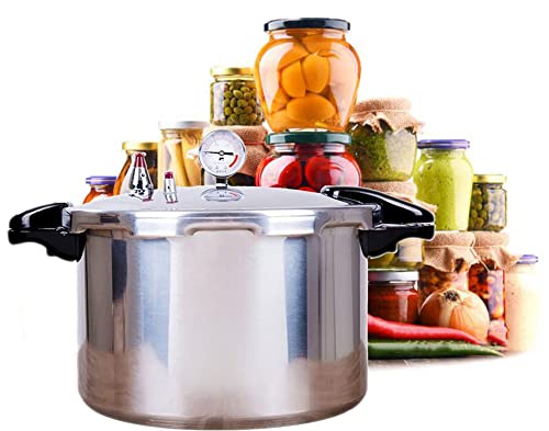 Image of High capacity pressure cookers with cooking rack 22 quart canning pressure cooker with gauge Explosion proof safety valve great for big canning jobs ompatible:induction,natural gas-open flame