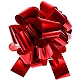 TOP-VIGOR Lazo metálico extra grande de 12 pulgadas, para envolver regalos de Navidad, para cestas de coche, regalos grandes, color rojo