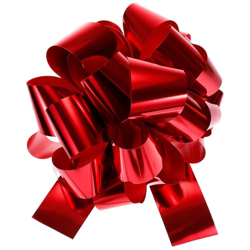 TOP-VIGOR 12 Inch Car Extra Giant Large Pull Bow Christmas Metallic Gift Wrapping Bows Ribbon for Wedding Car Baskets Presents Big Gift Bow Red