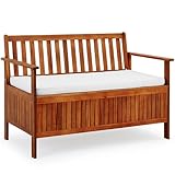 Casaria® Cassapanca Contenitore 120x84cm Legno di Acacia 320 kg Vano Potaoggetti Panchina da Giardino Arredo Esterno Interno Divanetto Contenitore