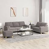 LVHUIDEH Moderne Sofagarnitur für Wohnzimmer Büro, 3er Set, Sofa Set(2-Sitzer + 3-Sitzer + Fußhocker) mit Kissen, 198 x 77 x 80 cm, Stoff