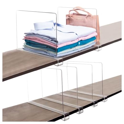 Markdang 6 Pcs Acrylic Shelf Dividers (Shelves Less Than 0.8" Thick) for Closet Organization Clear Closet Shelf Divider for Closets Book Shelves Purse and Sweater Organizer Craft Room Organizers