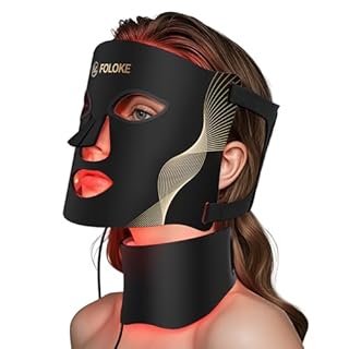FOLOKE Maschera di Terapia con Luce LED per la Cura della Pelle, Maschera LED per Vista e Collo, Rosso - Lunghezza d’onda per Uso domestico, – Cura della pelle avanzata resa semplice
