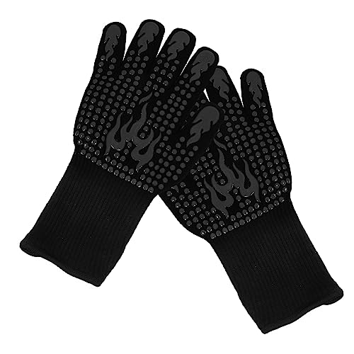 SOLUSTRE 1 Pair Insulated Silicone Oven Gloves Heat Resistant BBQ Gloves Thermal Mitts for Cooking