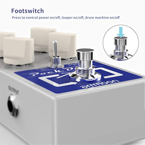 ammoon Guitar Looper Pedal Drum & Loop 3 Modes 11 Drum Styles 11 Rhythm Types Built-in Looper Max. 20min Recording Unlimited Dub Tracks Tap Tempo