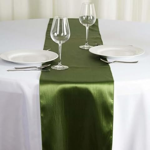 Efavormart Olive Green Satin Runner Cover