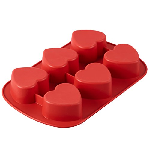 Wilton Mini Silicone Heart Mold, 6-Cavity Silicone Mold For Heart Shaped Cookies And Candy, Red #TOP2