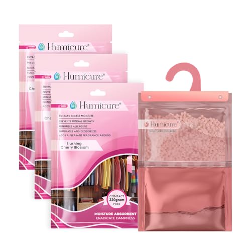 Image of Moisture Absorber Dehumidifier 500ml Absorption Capacity Prevents Mold, Dampness & Bad Odor Ideal for Wardrobe, Bathroom, Kitchen & Bedroom (3, Cherry blossom)